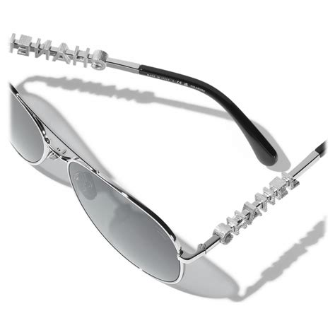 chanel pilot sunglasses silver|Chanel aviator sunglasses nordstrom.